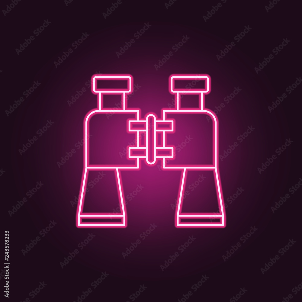 Poster binoculars icon. elements of crime investigation in neon style icons. simple icon for websites, web 