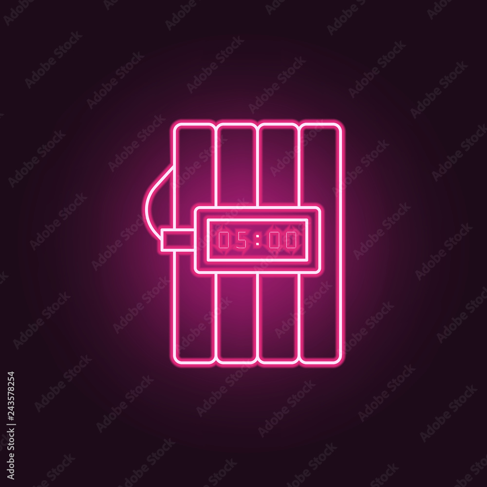 Poster dynamite icon. elements of crime investigation in neon style icons. simple icon for websites, web de