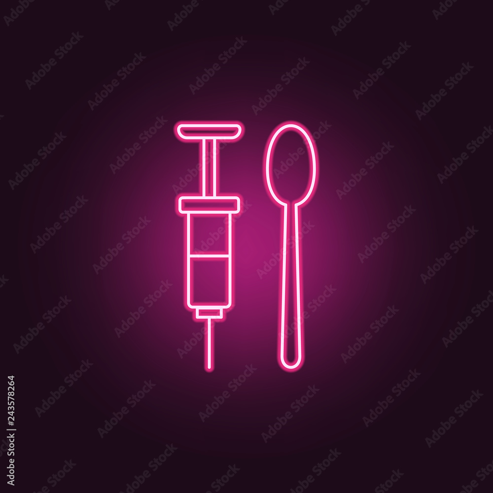 Aufkleber syringe for heroin icon. elements of crime investigation in neon style icons. simple icon for websit