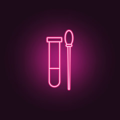 test tube and sample stick icon. Elements of Crime Investigation in neon style icons. Simple icon for websites, web design, mobile app, info graphics