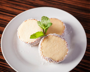 South American food, Alfajores - Delicious dessert, beautifully arranged on a wooden table