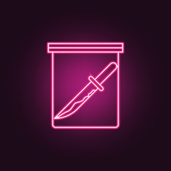 evidence of knife icon. Elements of Crime Investigation in neon style icons. Simple icon for websites, web design, mobile app, info graphics