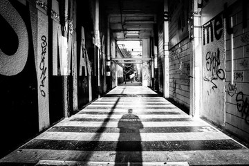 shadow in the abandoned tunnel