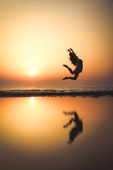 Sunset silhouette on the beach