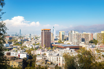Aerial view of Santiago skyline - Santiago, Chile