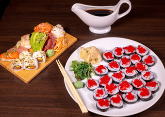 Fototapeta na wymiar Sushi Roll most famous Japanese food