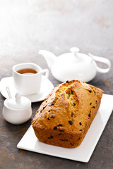 Fruit cake with raisin, fruitcake