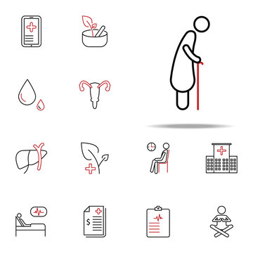 Geriatrics Colored Line Icon. Medical Icons Universal Set For Web And Mobile