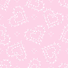 Cute abstract lace hearts seamless pattern. Love print. Valentine day