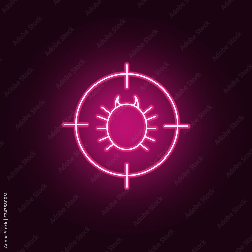 Poster bug exterminator icon. elements of pest control and insect in neon style icons. simple icon for webs