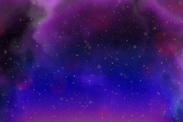 Abstract dynamic fantasy pink space and stars colorful background with sparks and clouds