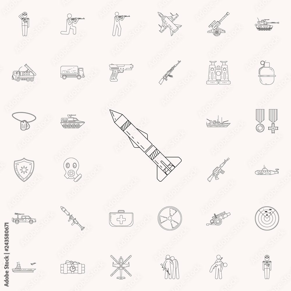 Poster battle rocket icon. army icons universal set for web and mobile