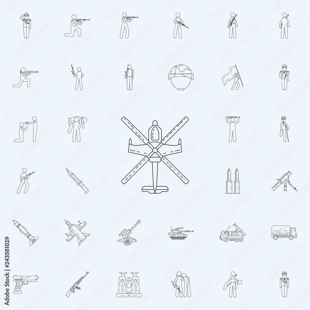 Poster helicopter icon. army icons universal set for web and mobile