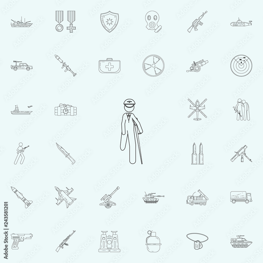 Poster officer with a wounded leg icon. army icons universal set for web and mobile