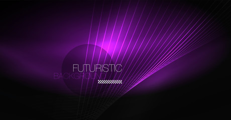 Obraz premium Digital technology abstract background - neon geometric design. Abstract glowing lines. Colorful techno background. Futuristic shape.