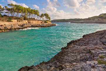 Beautiful bay beach turquoise sea water.Mallorca island