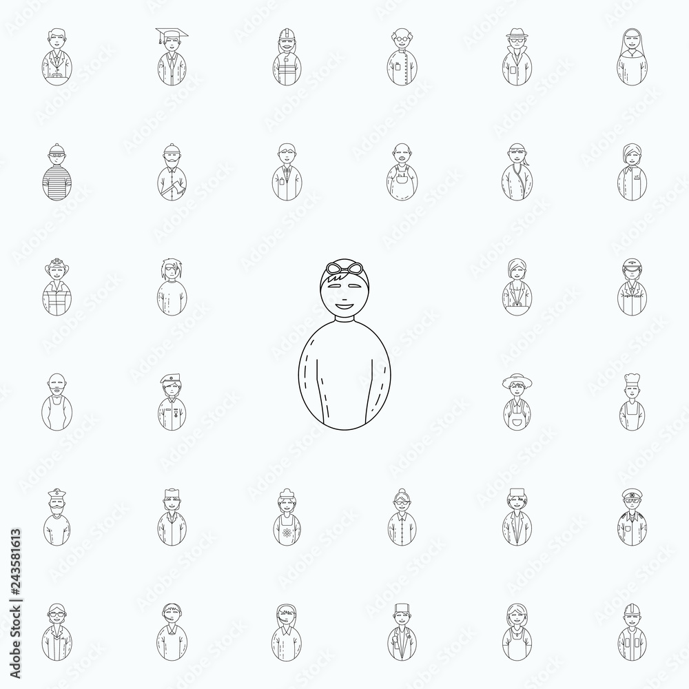 Poster avatar swimmer icon. avatars icons universal set for web and mobile