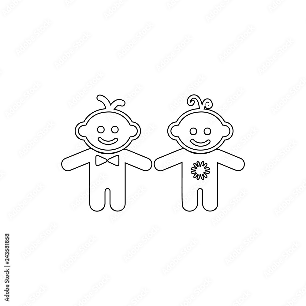 Poster children boy and girl icon. element of cyber security for mobile concept and web apps icon. thin lin
