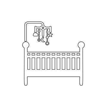recommend clip art: cot with toys icon. Element of cyber security for mobile concept and web apps icon. Thin line icon for website design and development, app development