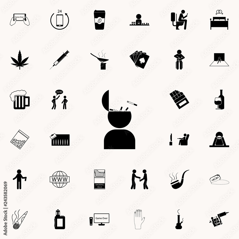 Poster cigarettes in the head icon. bad habbits icons universal set for web and mobile