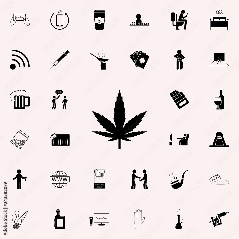Poster hemp icon. bad habbits icons universal set for web and mobile