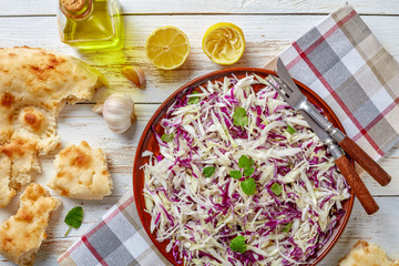 overhead view of tasty Lebanese Cabbage salad