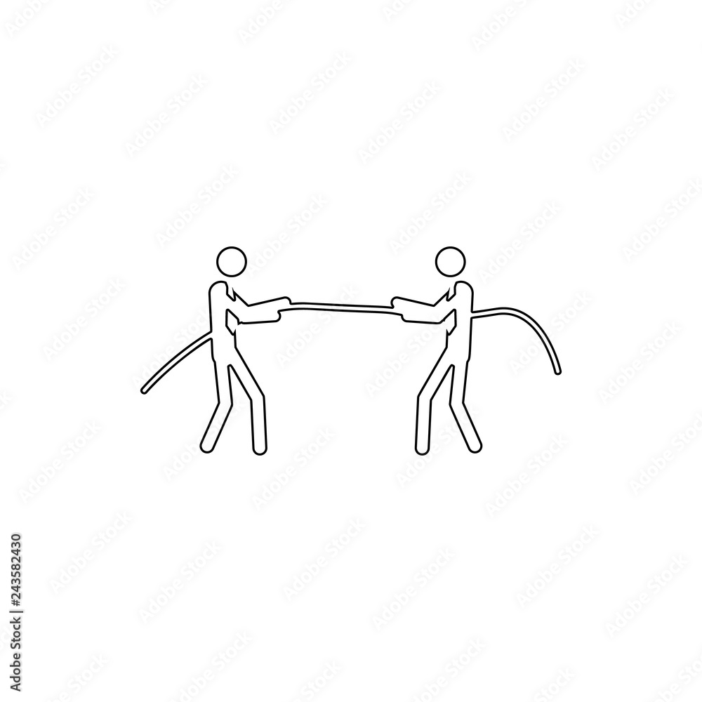 Poster tug of both sides icon. element of conflict for mobile concept and web apps icon. thin line icon for