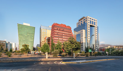 Fototapeta na wymiar Modern buildings of Las Condes neighborhood - Santiago, Chile