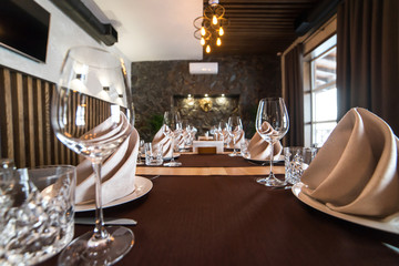 Cutlery on the table in the restaurant