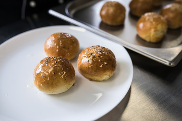 bread on a white plate