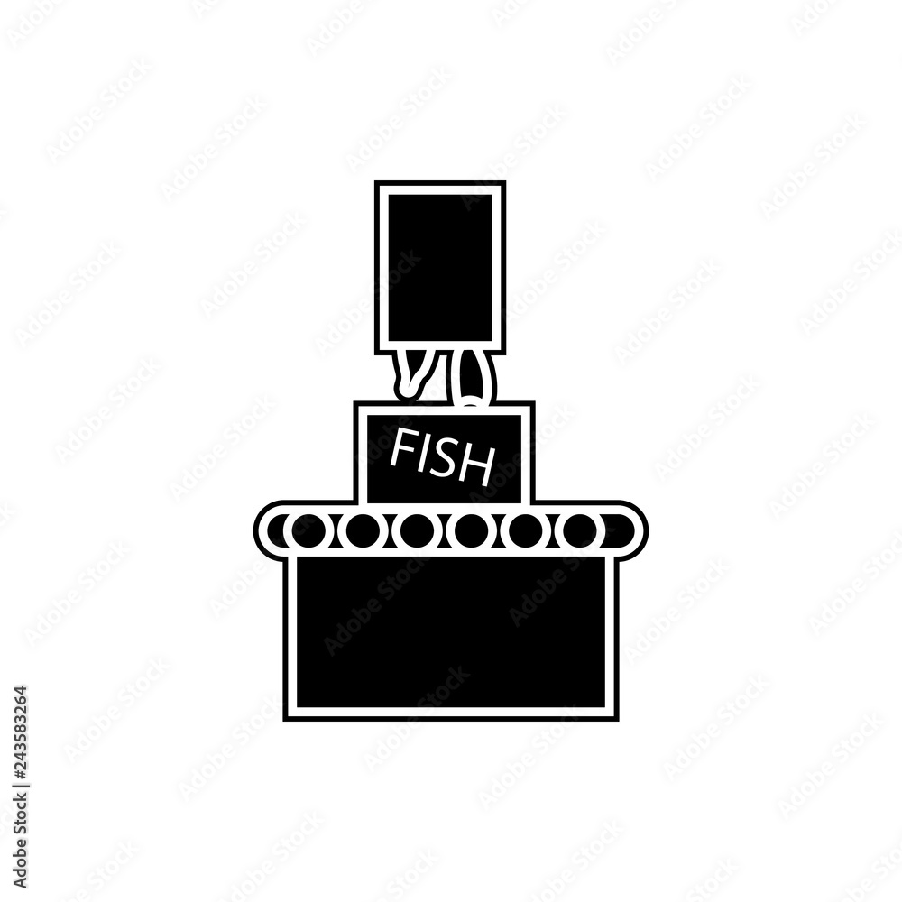 Poster fish packing icon. element of fish production for mobile concept and web apps icon. glyph, flat icon