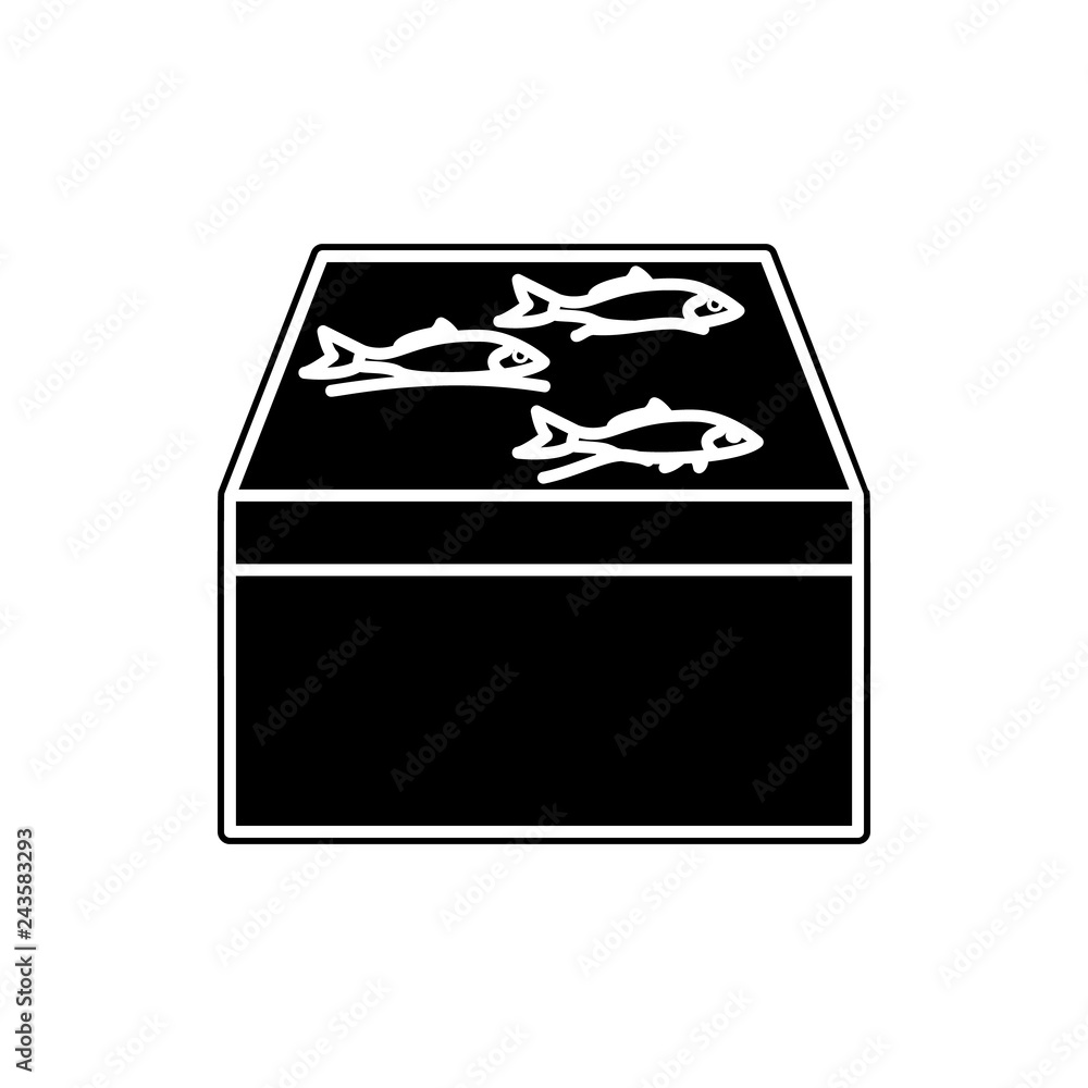 Poster fish on the counter icon. element of fish production for mobile concept and web apps icon. glyph, fl