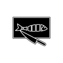 fish on a kitchen board icon. Element of fish production for mobile concept and web apps icon. Glyph, flat icon for website design and development, app development