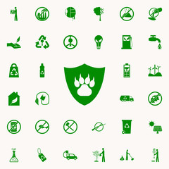footprint of an animal in a shield green icon. greenpeace icons universal set for web and mobile