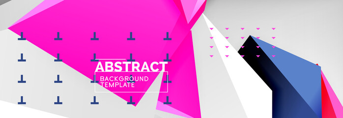 Obraz premium Bright colorful triangular poly 3d composition, abstract geometric background, minimal design, polygonal futuristic poster template