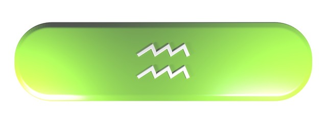 ZODIAC AQUARIUS ICON green rounded rectangle push button  - 3D rendering illustration