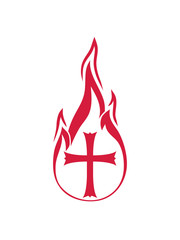 heiß feuer flammen brennen kirche symbol kreuz jesus christus christ katholisch evangelisch glauben religion gott beten heilig engel sohn gottes symbol bibel logo design