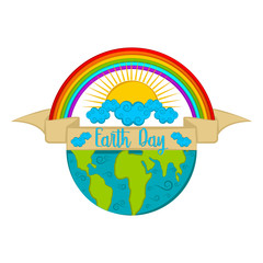 Isolated earth day label. Vector illustration design