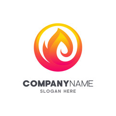 Obraz premium fire in circle shape logo design