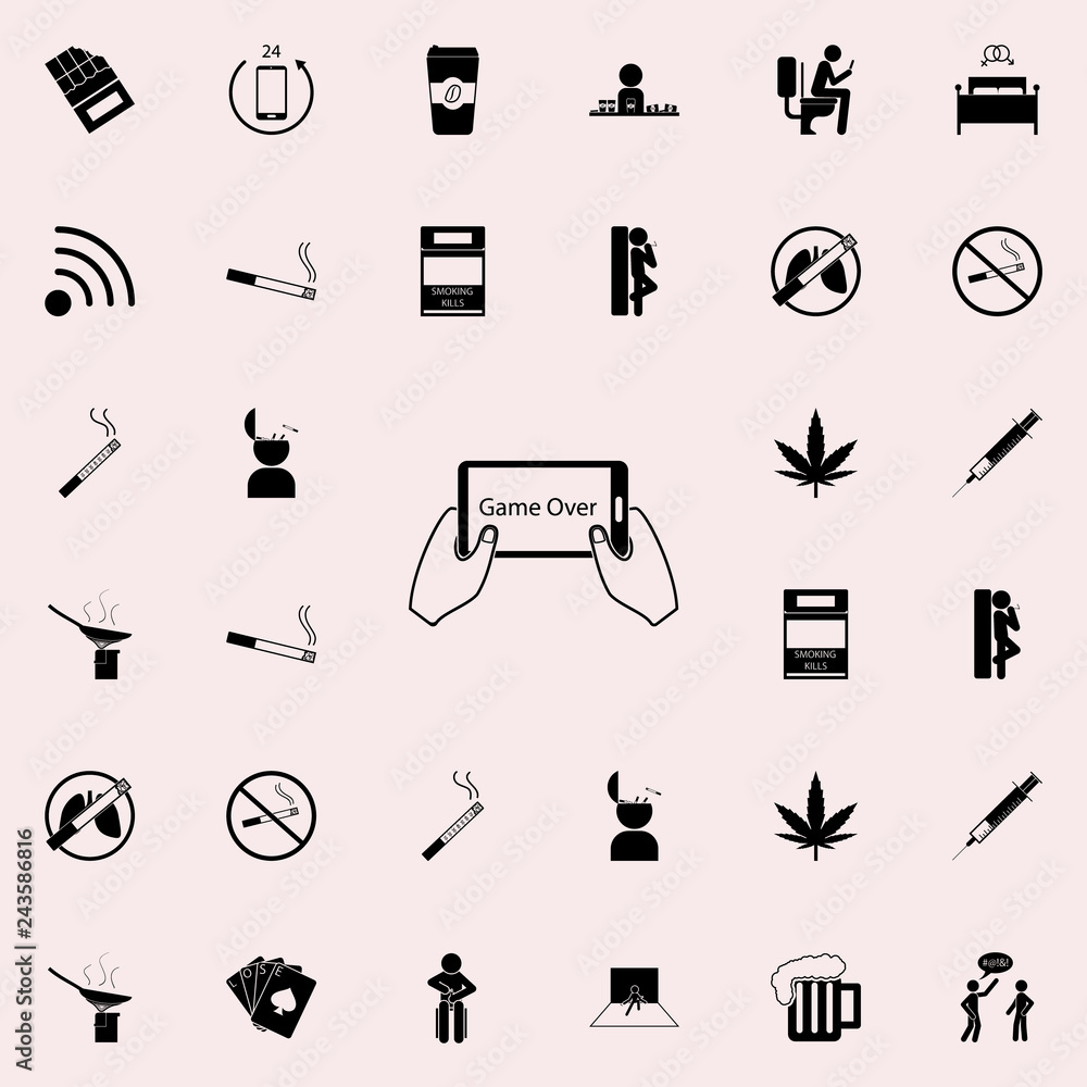 Poster game in the phone icon. bad habbits icons universal set for web and mobile