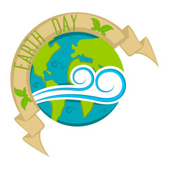 Isolated earth day label. Vector illustration design