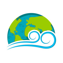 Isolated half earth with wind. Vector illustration design