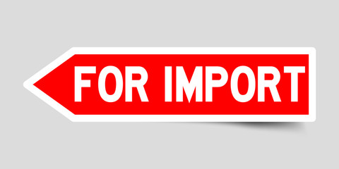 Arrow shape red color sticker in word for import on gray background