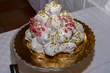 Close Up of a Pie on a White Table in a Wedding Day