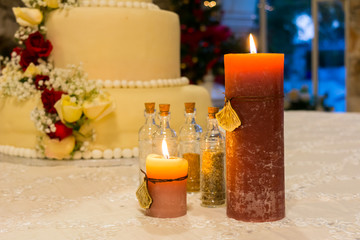 Close Up of a Table With Candles in a Restaurant in a Wedding Day