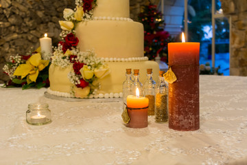 Close Up of a Table With Candles in a Restaurant in a Wedding Day
