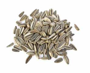 Top view of Sunflower seeds  isolated on white background