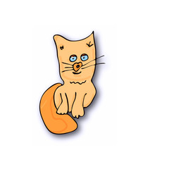 Male cat stylized in vector, sitting look forward