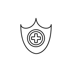 shield and medical cross icon. Element of medicine for mobile concept and web apps illustration. Thin color line icon for website design and development, app development