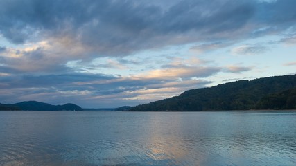 Beautiful Solinskie lake in Bieszczady mountains.